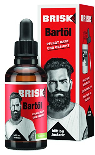 BRISK Bartöl für Männer, 2 x 50 ml, Bartpflege mit Teebaumöl, zieht schnell ein, für gepflegte Haut & weiche Barthaare, fettet nicht, Gesichtspflege für Herren