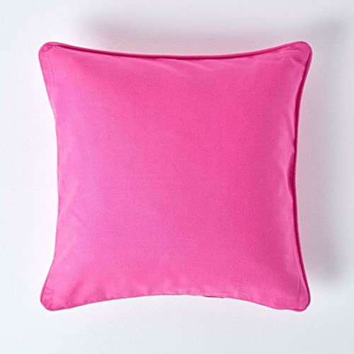 Homescapes Pinke Kissenhülle 60 x 60 cm, Deko-Kissenbezug mit Reißverschluss aus 100% Baumwolle, unifarbener Zierkissenbezug für Dekokissen und Sofakissen
