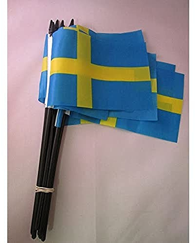 AZ FLAG Pinnflagga Sverige 15x10 cm Banér Svensk Lätt Polyester Stång