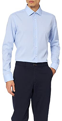 Seidensticker Herren Business-Hemd - Extra Slim Fit - Bügelfrei - Kent-Kragen - Langarm - 100% Baumwolle, Blau (Blau 12), 40 EU