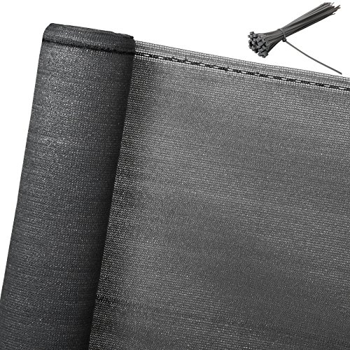 WOLTU Zaunblende 1x6m, 150 g/m² HDPE Tennisblende Schattiernetz Gartensichtschutz Windschutz Staubschutz Sonnenschutz Gewebe Netz mit Kabelbinder anthrazit