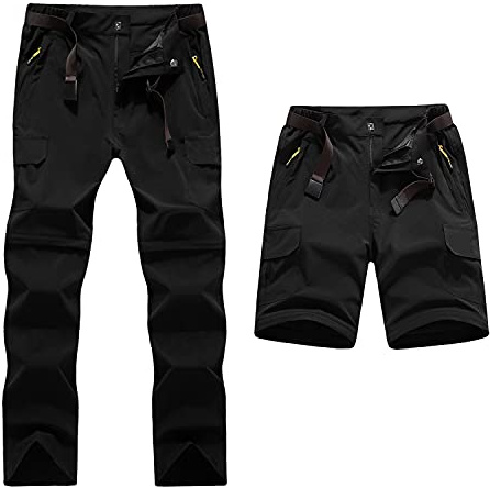 Naudamp Women's Outdoor Quick Dry Hiking Trousers Lightweight Convertible Stretch Climbing Pants Casual Waterproof Breathable Trousers Black