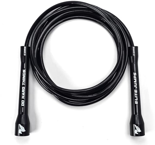 Elite Jumps 6mm PVC Jump Rope – Adjustable All-Black Fitness Skipping Rope with Unbreakable Handles & Non-Kinking Cord – Premium Workout Equipment for Men & Women