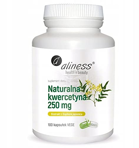 Aliness Natürliches Quercetin 250mg, Nahrungsergänzungsmittel mit Pflanzenextrakten, 100 kapseln