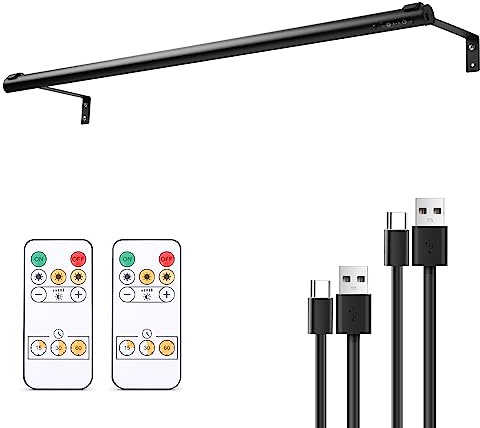 EAYOYAE Battery Operated Wireless Picture Light，Rechargeable/Plugged in 31.5inch Painting Display Light,Remote Control Wall Lights with Three Modes and Timing for Art Frame (Black)