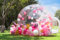 Step4Fun Bubble House Dome Inflatable for Kids, Inflatable PVC Bubble Tent with 750W Air Blower Hand Pump Perfect for Birthdays, Parties, Christmas, Weddings(10ft Diamete + 6.6ft Tunnel Length)