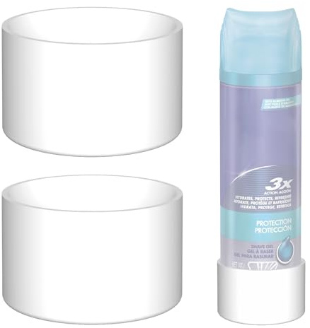 Linkidea 2-pack rakgel och krämburk rostskyddande hållare, silikonbottenskydd för badrumsbänkskiva, kompatibel med Aveeno, Gillette, Nivea Men 7 oz burkar (vit)
