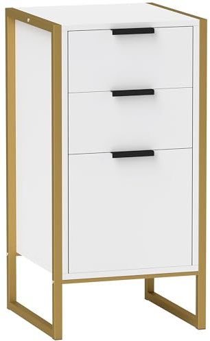 HOMCOM Bedroom Chest of Drawers, Industrial 3-Drawer Dresser, Storage Drawers Unit with Metal Frame for Living Room, White