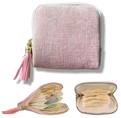 Zeelooroo Small Travel Jewelry Case, Soft Velvet Organizer Pouch for Bangles, Bracelets, large Earrings, Beaded necklaces, Anti-Scratch & Portable Jewelry Bag Holder for Daily Use & Gift (Rose Blush)