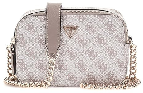 GUESS Umhängetasche Noelle II Crossbody Camera Bag Dark Taupe Logo rosa
