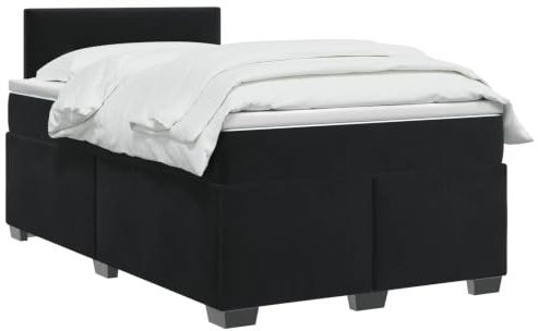 vidaXL Lit boxspring avec Matelas Noir 120 x 200 cm Velours, Chambre contemporaine, Cadre de lit Moderne, tête de lit Ajustable, Matelas Medium Ferme en Velours