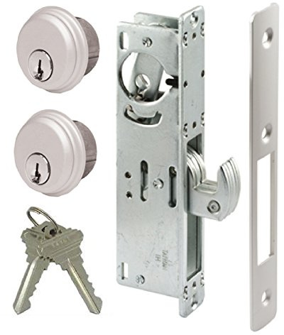 Pacific Doorware Hook Deadbolt Mortise Gate Lock for Sliding Gates and Steel or Aluminum Storefront Doors - Keyed, Aluminum Silver, 1-1/8 Backset