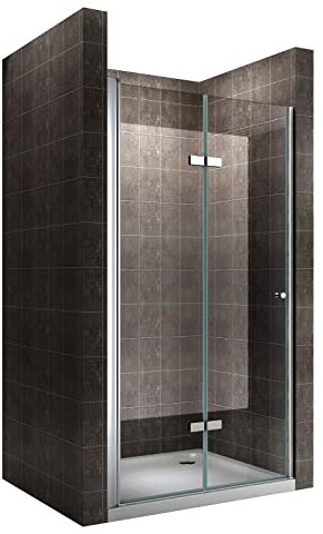 Einzelfalttür 76-80 cm Höhe: 195 cm, Duschfalttür aus 6mm ESG Sicherheitsglas in Klarglas - Duschtür, Duschabtrennung, Nischentür