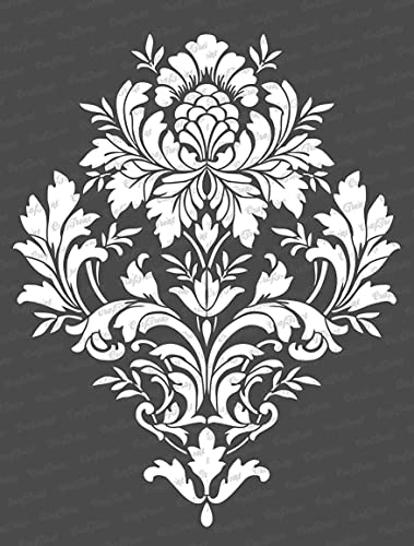 CrafTreat Brocade Stencils for painting on Wood, Canvas, Paper, Fabric, Floor, Wall and Tile - Brocade Stencil - Size: A4 - Reusable DIY Art and Craft Stencils - Flourish Stencils for Crafts Reusable