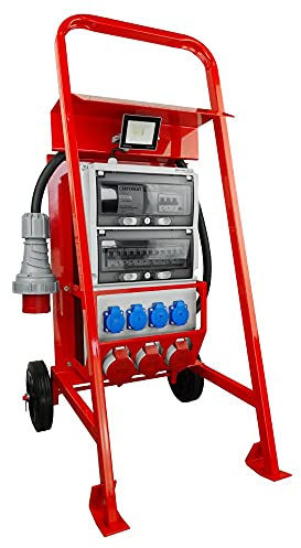 Baustromverteiler mit Ständer Stromverteiler eXT S/FI SET 32A 2x16A 4x230V franz/belg System