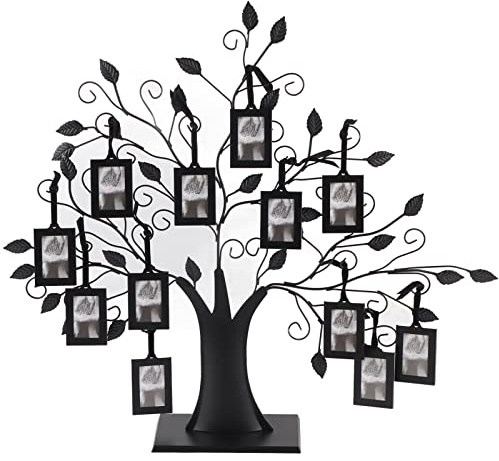 Ejoyous Marco de fotos de árbol genealógico, moderno árbol de fotos familiar para 12 fotos, personalizado, para decoración de escritorio, jóvenes, niñas, hombres y mujeres (L 6,4 x 4,6 cm)