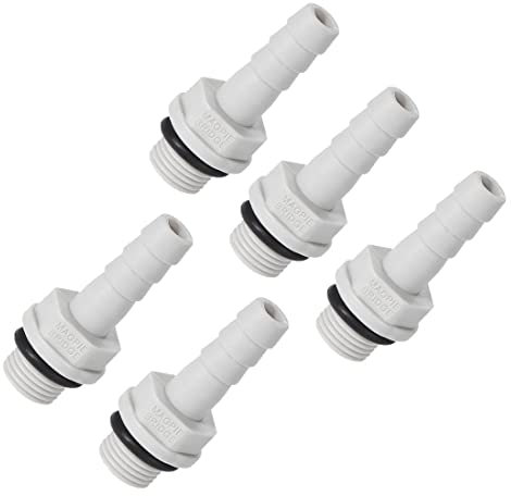 PATIKIL 6mm Spina x 1/8 G Maschio Tubo Raccordo, 5pz PVC Adattatore Innesto Flessibile Connettore per Acqua Tubo, Grigio