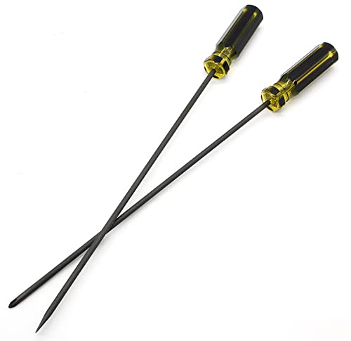 Coufce Long Screwdriver Set, 39cm / 15.4 Inches Phillips Screwdriver and Slotted Screwdriver, Flat Head and Magnetic Tip Cross Head Screwdriver Set(2Pcs)