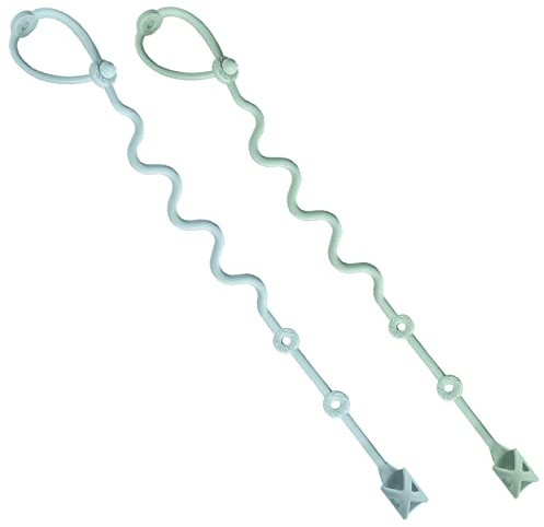 Baby Spoons Holder Strap Pacifier Clip Highchair Accessories-Gelinor First Stage Baby Led Weaning Feeding Supplies(Green and Blue)-No Spoons