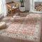 TOPICK Area Teppich Wohnzimmerteppich Vintage Blumenteppich rutschfest Faltbar Dünner Waschbar Läufer Bodenbelag für Innenbereich Büro Schlafzimmer Küche 120x180cm Ziegelrot