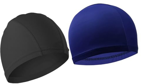 Visxcnu 2pcs Classic Silicone Junior Bonnet de Natation en Silicone Unisexe, Bonnet de Bain Piscine, Bonnet de Natation pour Garçons et Filles