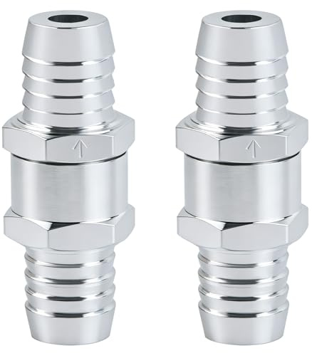 KEWAYO 2 válvulas de aluminio (16 mm) válvula antirretorno de combustible para gasolina, aceite diesel, agua, cromo, carburador de coche, sistema de baja presión