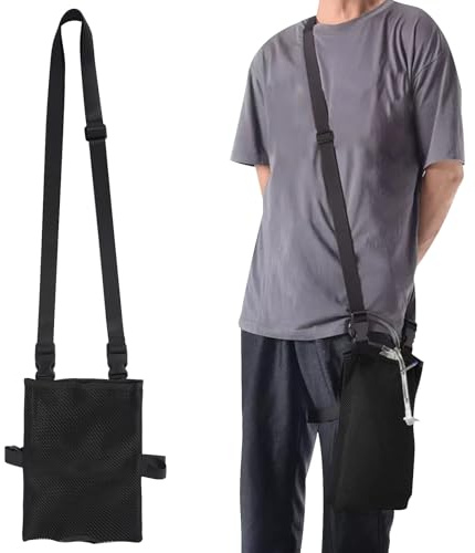 Sacchetto per urina per le gambe, per catetere, 2000 ml, per il catetere in viaggio, con cinghia regolabile, copertura per il catetere (nero)