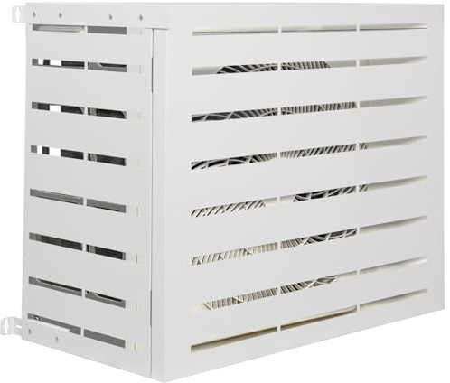 IDMarket - Cache climatiseur en métal blanc protection unité extérieur 95 x 48 x 80 cm