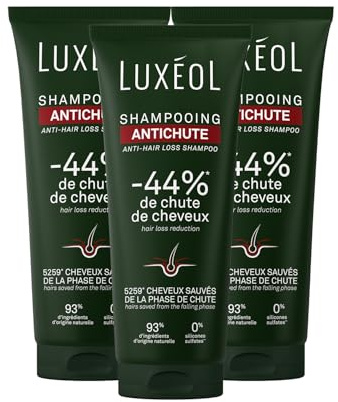 LUXÉOL - Shampooing Antichute - Volume & Brillance - Diminue La Chute De Cheveux - Soin Cheveux Enrichi En Extrait De Kératine - Fabriqué en Europe - 200ml (Lot de 3)
