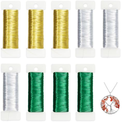 Tbintul 9 Rotoli di Filo di Ferro Modellabile,0.35mm Fil di Ferro Modellabile,Fil per Gioielli,Filo Metallico per Fiori per Bouquet Composizioni Floreali e Altri Lavori di Floricoltura(50m/Rotoli)