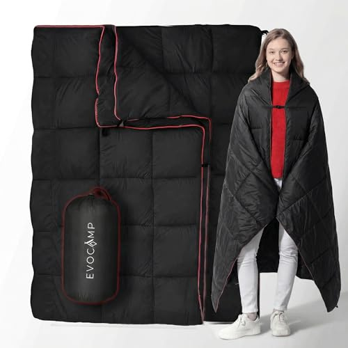 EVOCAMP campingfilt, utomhusfilt 200x140 cm, vattenavstötande, ultralätt, resefilt, 0,68 kg, med påse, kompakt hopfällbar, perfekt för camping