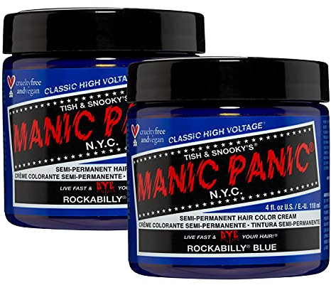 Manic Panic Rockabilly Blue Classic Creme, tinta per capelli semipermanente vegana e cruelty-free, 2 x 118 ml