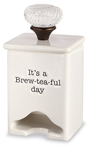 Mud Pie FBA_ Ceramic Tea Bag Caddy, White
