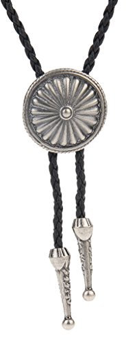 COOLLA Bolo Tie Western Cowboy Anhänger Handarbeit Schwarz Vintage Türkis für Frauen Männer Silber M, silber, M