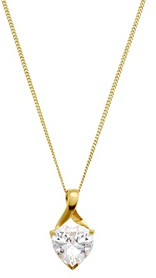 Amor Kette mit Anhänger Damen Halsschmuck, mit Zirkonia synth., 42 cm, Gold, Herz, Kommt in Schmuck Geschenk Box,