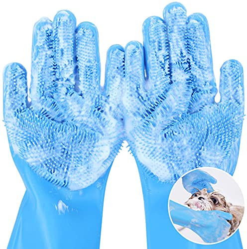 Pecute Cleaning Gloves Multifunctional Dog Grooming, Kitchen, Washing Up, Heat Resistant Silicone, Household Bathing and Massaging Gloves for Dogs and Cats