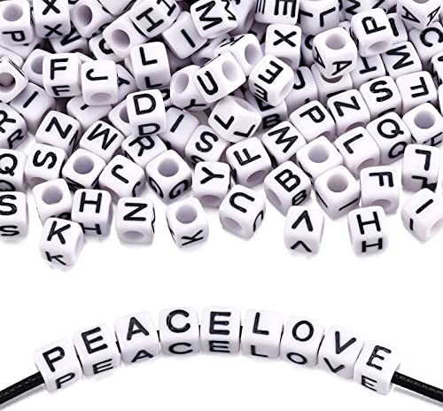 Craftdady Alphabet-Buchstaben-Perlen, Würfel, großes Loch, Abstandshalter für europäische Schmuckherstellung, Loch: 4 mm, 200 Stück