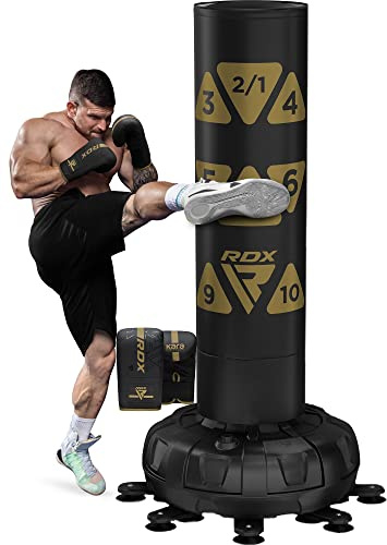 RDX XXL 150KG 6FT Target Freestanding Punch Bag with Gloves – 72” Adult Heavy Pedestal Punch Bag Set - 17 Suction Cup 8 Extended Legs Stand Base - Kick Boxing MMA Muay Thai Home Gym Fitness