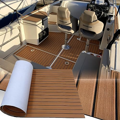 Hzkaicun Eva Schaum Boot Bodenbelag Marine rutschfeste Matte 240x90cm Selbstklebend Teakholzimitat Deck Teppich für Boote Schiffsdecks Yachtboden Schwimmbad Motorboot Schnellboot Kajak