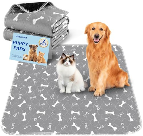 Baodan Traverse Cani, 2 pezzi Traversine Lavabili per Cani 45x60 cm, Riutilizzabili Assorbenti Rapidi Tappetini Cane Puppy Pads per Cane, Gatti, Porcellini d'India