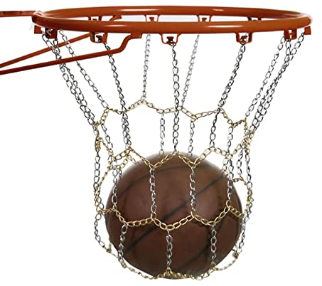 Basketball Netz Basketballkorb, Ersatznetz für Basketballkorb, Basketballnetz Ersatz, Basketballkorb Ersatznetz, Metall Basketballnetz, Basketball Netz Ersatz, für Outdoor Indoor Basketballkorb (Gold)