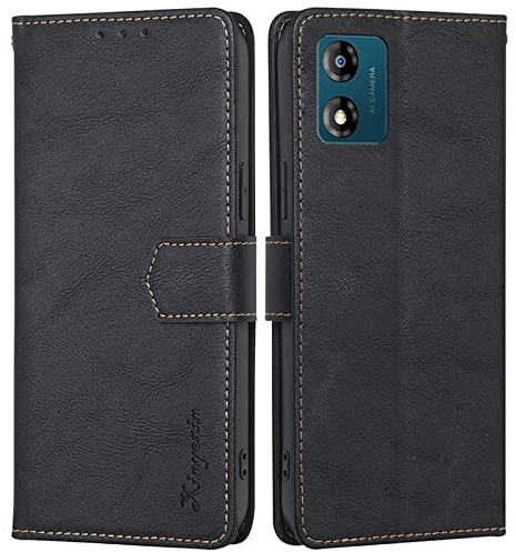 XINYEXIN Cover per Motorola Moto E13, Custodia Pelle Portafoglio [Blocco RFID][Slot per Schede][Cavalletto] Antiurto Folio Cover a Libro Magnetica Flip Case - Black