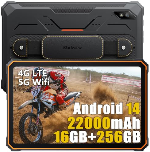 Blackview Active 8 Pro Outdoor Tablet Android 14 2025, MTK G99 16GB+256GB Tablet 10.4 Zoll FHD+, 22000mAh Robust Smartphone, 48MP, 4 Lautsprecher, IP68 Wasserdicht, PC Modus, 4G LTE, 5G WiFi,OTG,NFC
