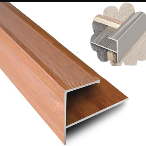 NILZA Profilo per Bordi Scale Profilo Angolare in Alluminio 44mm Profilo per Bordi, Strisce Antiscivolo per Gradini, Forma di F (Color : F, Size : 1PCS-L90cmxH1.5cm)