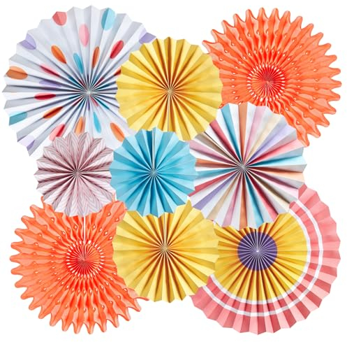 Easy Joy Hawaii Deko Bunt Papierfächer Geburtstag Party Cocktail Deko Regenbogen Farbe Papier Fächer für Geburtstag Baby Dusche Hochzeit Partydekoration Hawaii Party