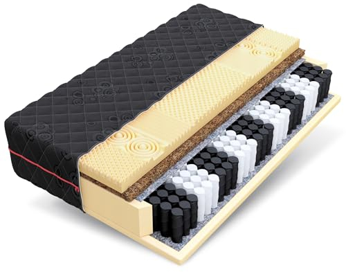 FDM Dark Matratze 140x200 cm Kaltschaum Taschenfederkern Höhe 24 cm Härtegrad H3 Kokos HR-Schaum Öko-Tex Allergikergeeignet Jacquard Bezug waschbar