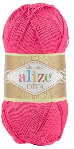 100g Strickgarn ALIZE DIVA Sommerwolle Häkelgarn Wolle Sommer Stricken Häkeln, Farbe:149 fuchsia pink