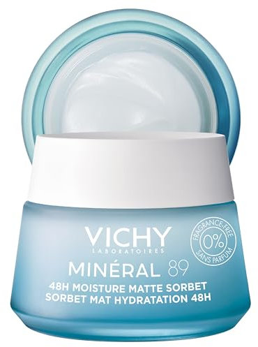 Vichy Minéral 89, Crema Hidratante Mate, Para Pieles Grasas, Piel Hidratada hasta 48h, Poros Minimizados, Con Ácido Hialurónico, Agua Volcánica de Vichy y Vitamina E, 50 ml