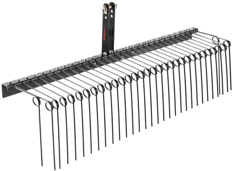 VEVOR Rastrello da Traino per Paesaggistica, Arieggiatore da Traino 1829 mm 32 Denti in Acciaio, Rastrello per Prato Si Attacca alla Categoria 1, Attacco a 3 Punti per Trattore, Foglie Paglia Erba