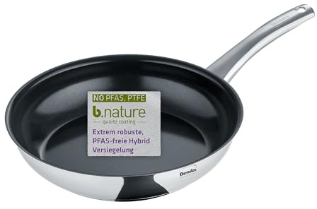 Berndes Padella Napoli 28 cm – adatta a tutti i piani cottura – effetto antiaderente durevole – padella in acciaio inox – rivestimento al quarzo – fondo capsula con nucleo in alluminio – rapida